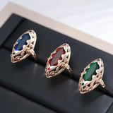 Awesome Horse Eye Design Filled 14K Rose Gold AAA Zircon Crystal Unique Ethnic Rings for Women Daily Fine Jewellery