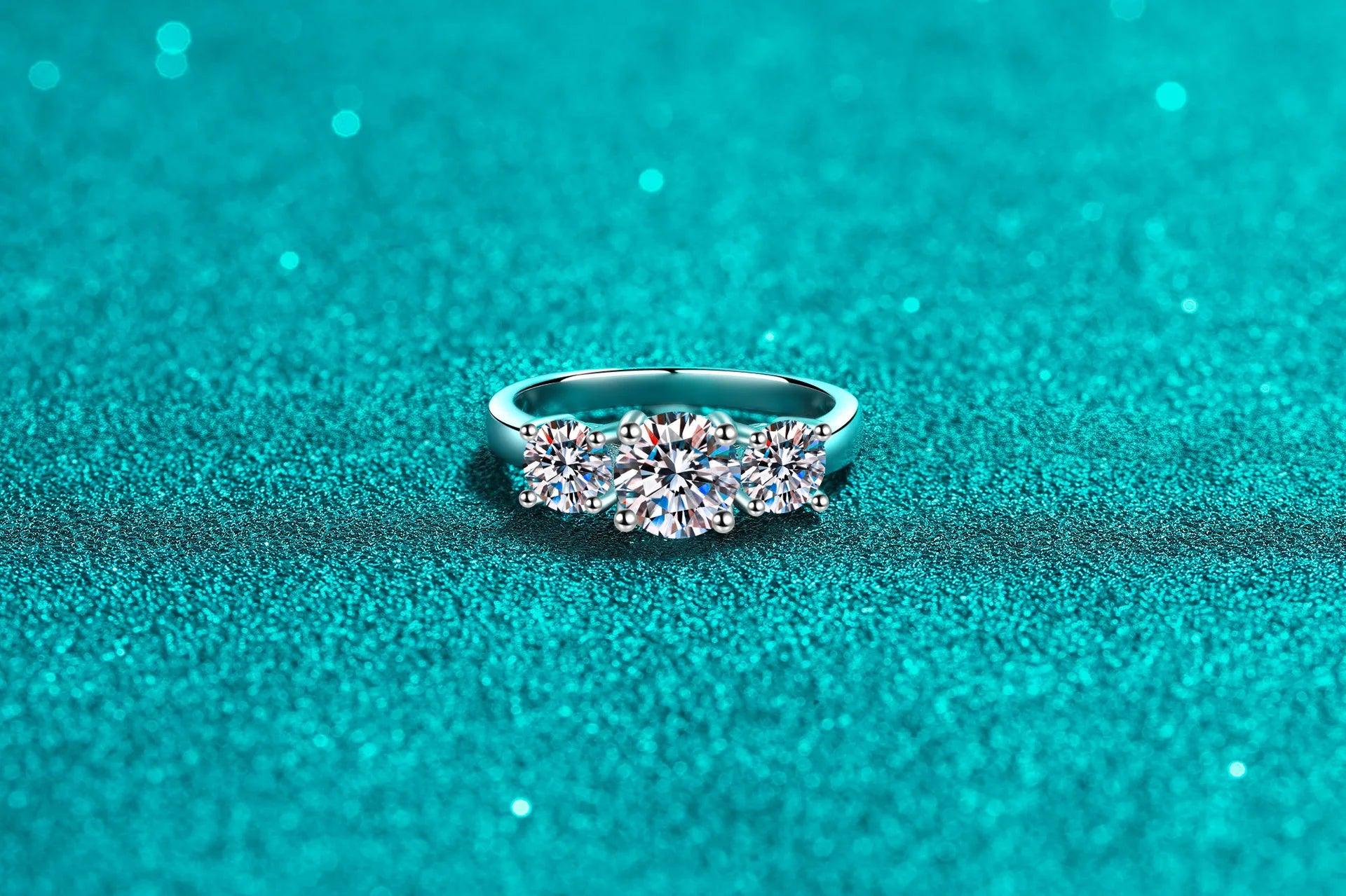 Super 18KGP Sterling Silver Moissanite Diamonds Rings for Women,  European and American Fashion style Fine Jewellery