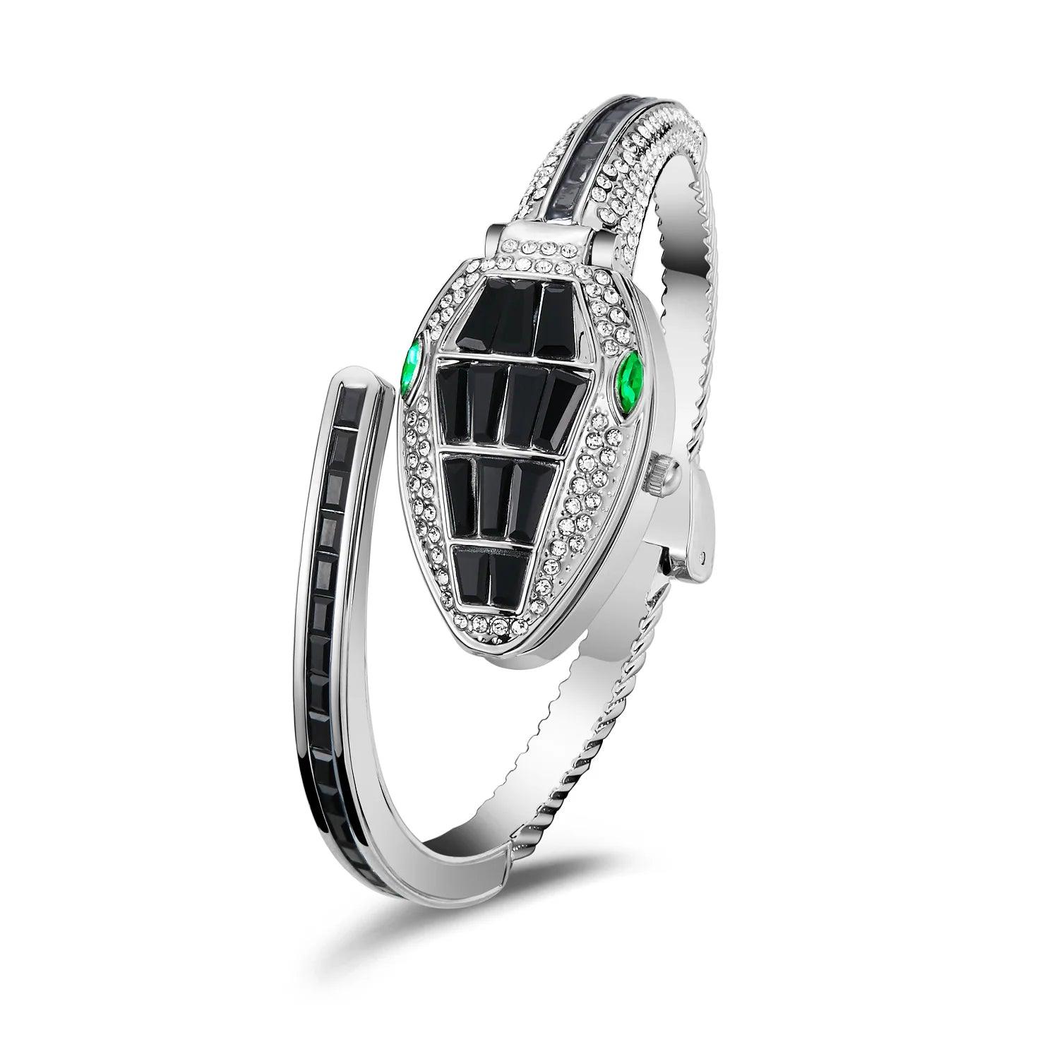 Luxury Snake Design Women's Quartz Bracelet Wrist Watches - Fashion Rhinestone Encrusted New Style Gift