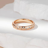 New Luxury Full Circle 14K Rolled Rose Gold Fashion AAA Zircon Diamonds Ring For Women, High Quality Daily Jewellery