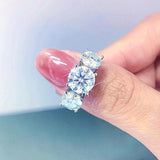 Real Round 3 Stone D Colour 2-4ctw Moissanite Diamonds Rings Wedding Engagement Promise Silver Certified Jewellery