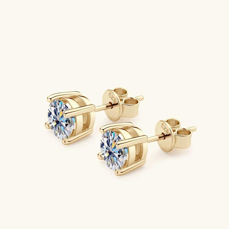 18KGP 6.5mm 3.0cttw D Colour Moissanite Diamonds Fine Jewellery Set - Silver Stud Earrings Necklace for Special Occasions - The Jewellery Supermarket