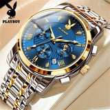 PLAYBOY Fashion Luxury Multifunction Original Waterproof Stainless Steel High Quality Quartz Watch for Men