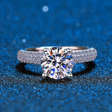 Amazing 100% Real Moissanite With Pave Band 2CT 925 Sterling Silver Diamond  Engagement Wedding Dream Bridal Rings