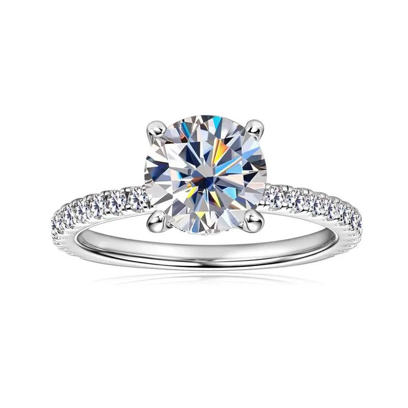 Certified 2CT Moissanite Diamond Solitaire Ring Sparkling Engagement Wedding Rings s925 Silver Wedding Jewellery