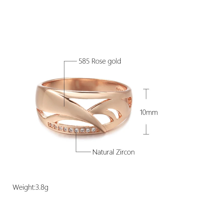 Outstanding 14K Rolled Rose Gold Glossy New Fashion Geometry AAA Zircon Diamonds Ring - Fine Wedding Jewellery