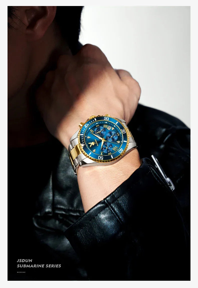PLAYBOY Popular Original Stainless Steel Waterproof Quartz Multifunction Casual Fashion Trend Mens Watches