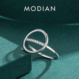 Genuine Silver Round Ring - Dazzling Clear AAAA Simulated Diamonds Simple Geometric Design Fine Jewellery - The Jewellery Supermarket