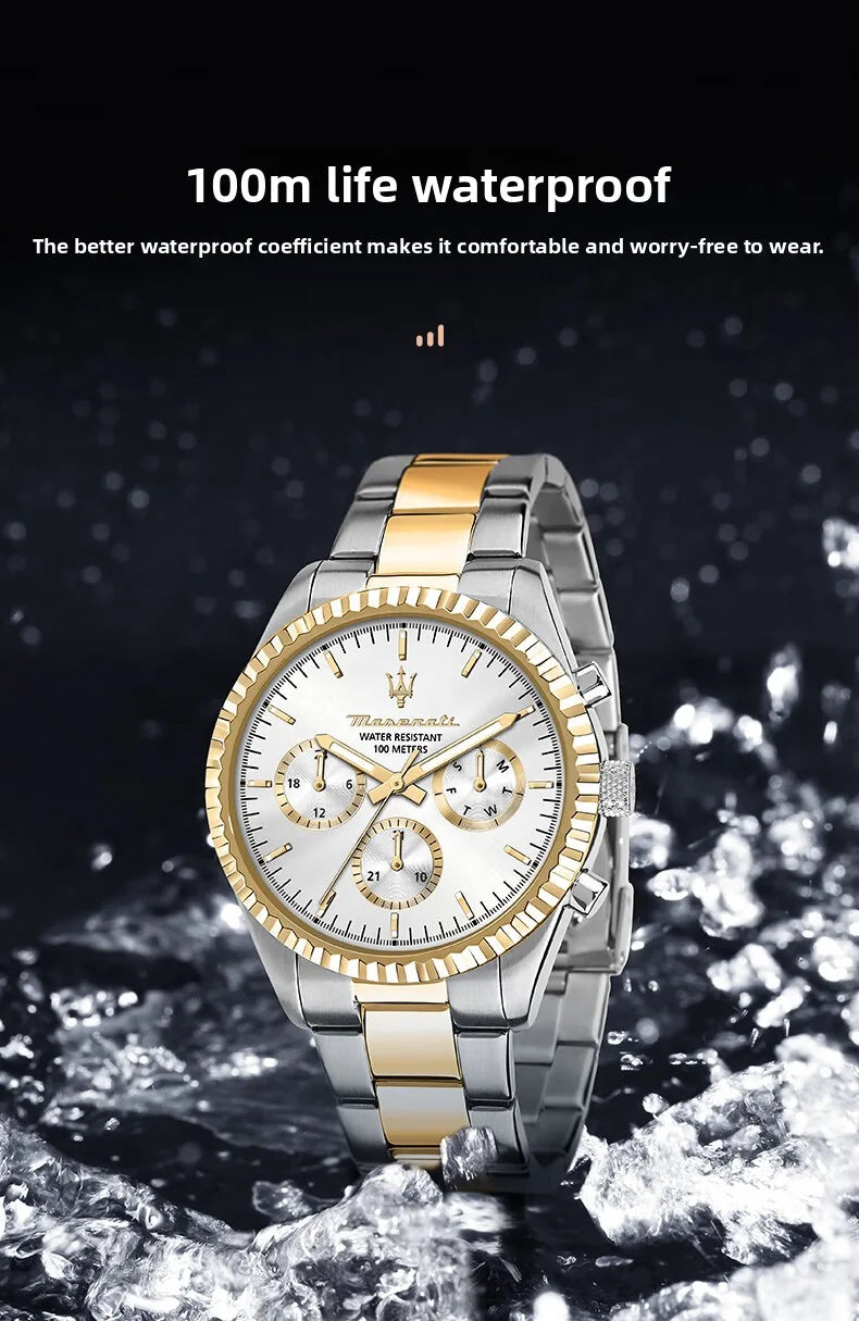 Original Maserati Blue Gold Men's Luxury Gold Fashion Trend Dial European and American Business watch