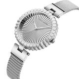 Luxury Brand Elegant Gold Tone Geometric Dial Women's Quartz Movement Watches Stainless Steel Mesh Belt Watches