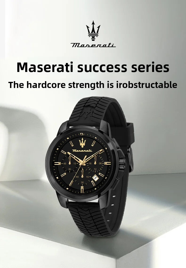 Maserati Luxury Watch Men's Sports Racing Success Series Fashion Multifunction Waterproof Silicone Strap Quartz Watch
