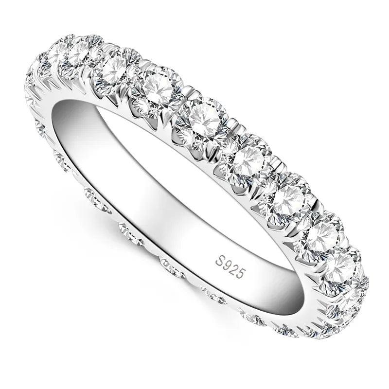Luxury 3mm 0.1CT 5mm 0.5CT Moissanite Diamonds Eternity Rings - Silver Wedding Engagement Fine Jewellery - The Jewellery Supermarket