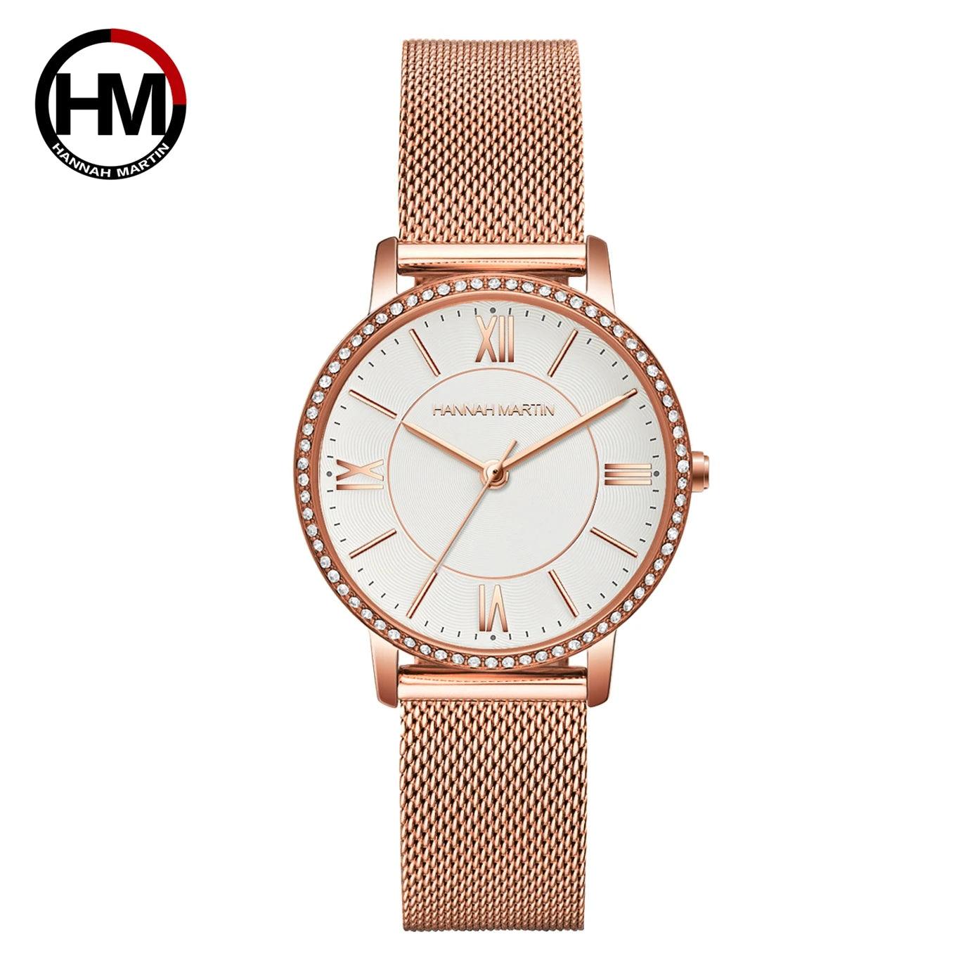 New Elegant Luxury Zircon Diamonds Quartz Movement 34mm Stainless Steel Mesh Leather Strap Casual Fashion Wristwatch