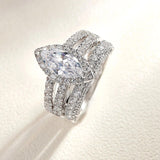 Amazing Marquise or Emerald Cut AAAAA Quality High Carbon Lab Created Diamond Luxury Ring Sets for Women - The Jewellery Supermarket