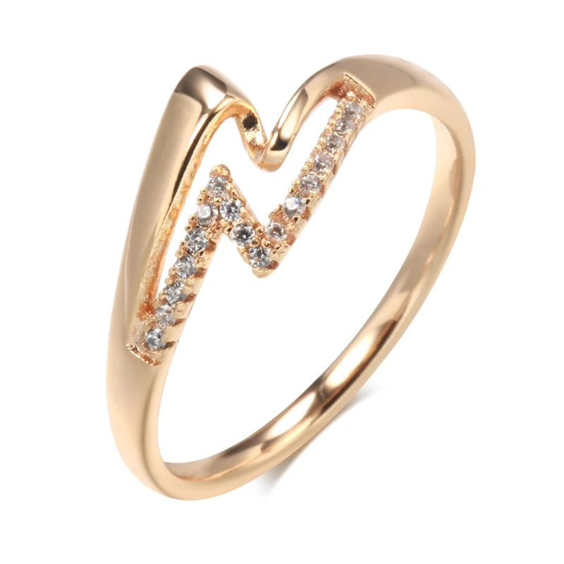 Luxury Double Layer Glossy Metal 14K Rolled Rose Gold AAA Zircon Diamonds Ring - Fine Personality  Jewellery