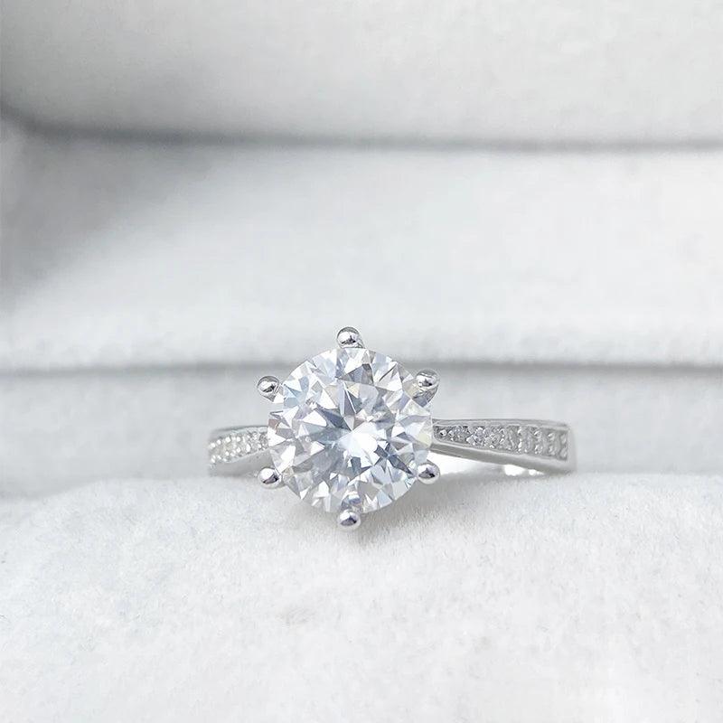 Marvelous 0.5ct 1ct 2ct Moissanite Diamond Solitaire Engagement Rings - Sterling Silver Jewellery with Certificate
