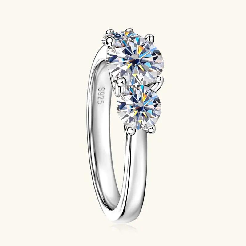 Amazing Round Cut Three Stone D Colour VVS1 Moissanite Engagement Wedding Rings - Sterling Silver Fine Jewellery