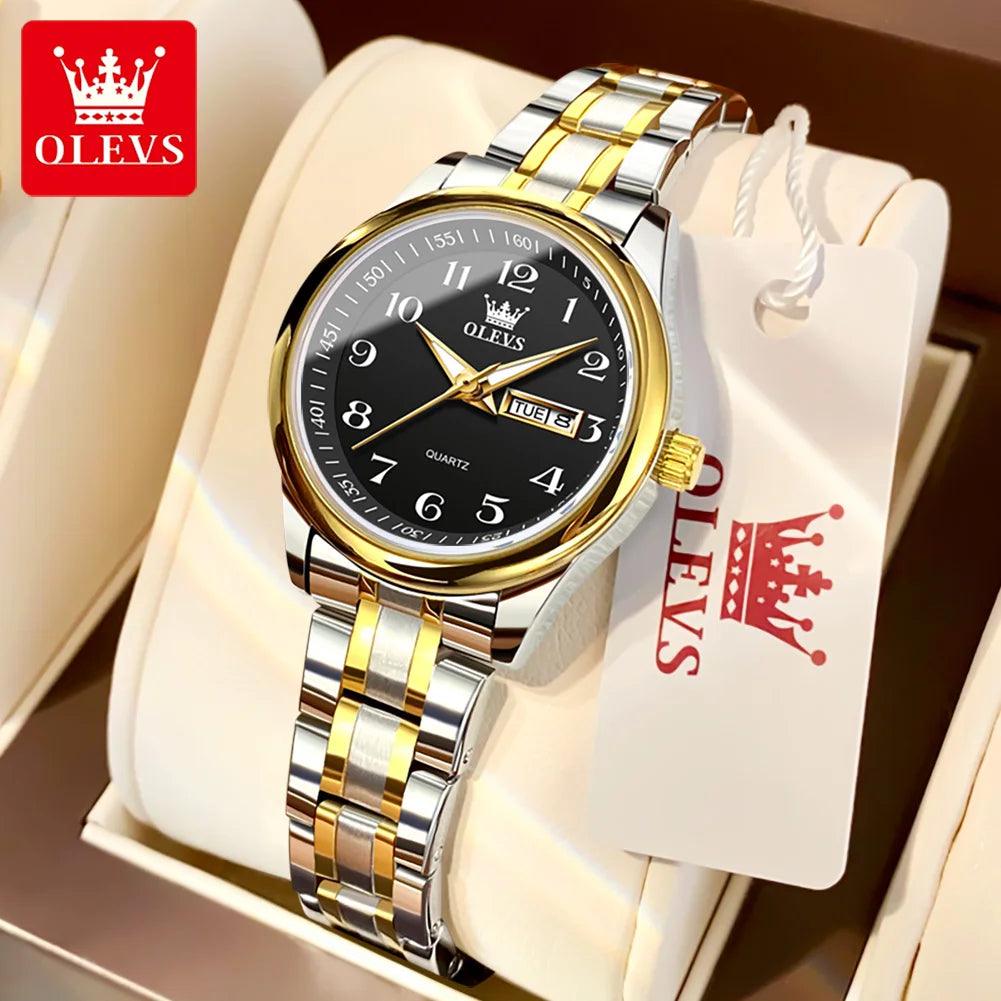 New Original Luxury Brand Stainless Steel Waterproof Quartz Women's Watches- Elegant Date Gift for Ladies