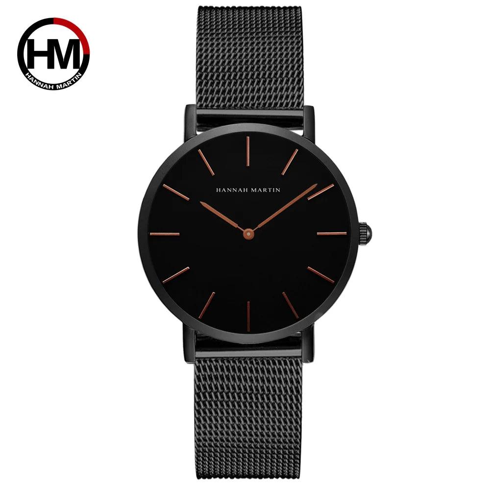 New Simple Elegant Rose Gold Tone Stainless Steel Women Bracelet Watch - Quartz Movement Steel Mesh Watches