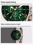 Maserati Original Green Water Ghost Trend Sports Watch Europe and America Style Authentic Quartz Wristwatch