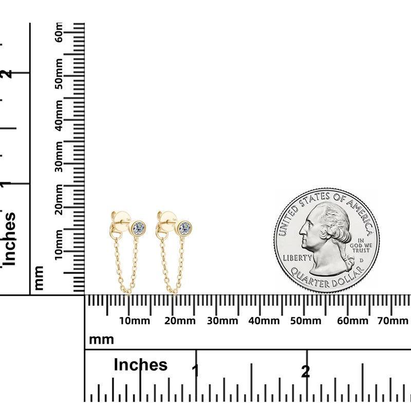 Chain Earring Round Cut D Colour VVS1 Clear Moissanite Diamonds Stud Earrings Silver Personality Fine Jewellery - The Jewellery Supermarket