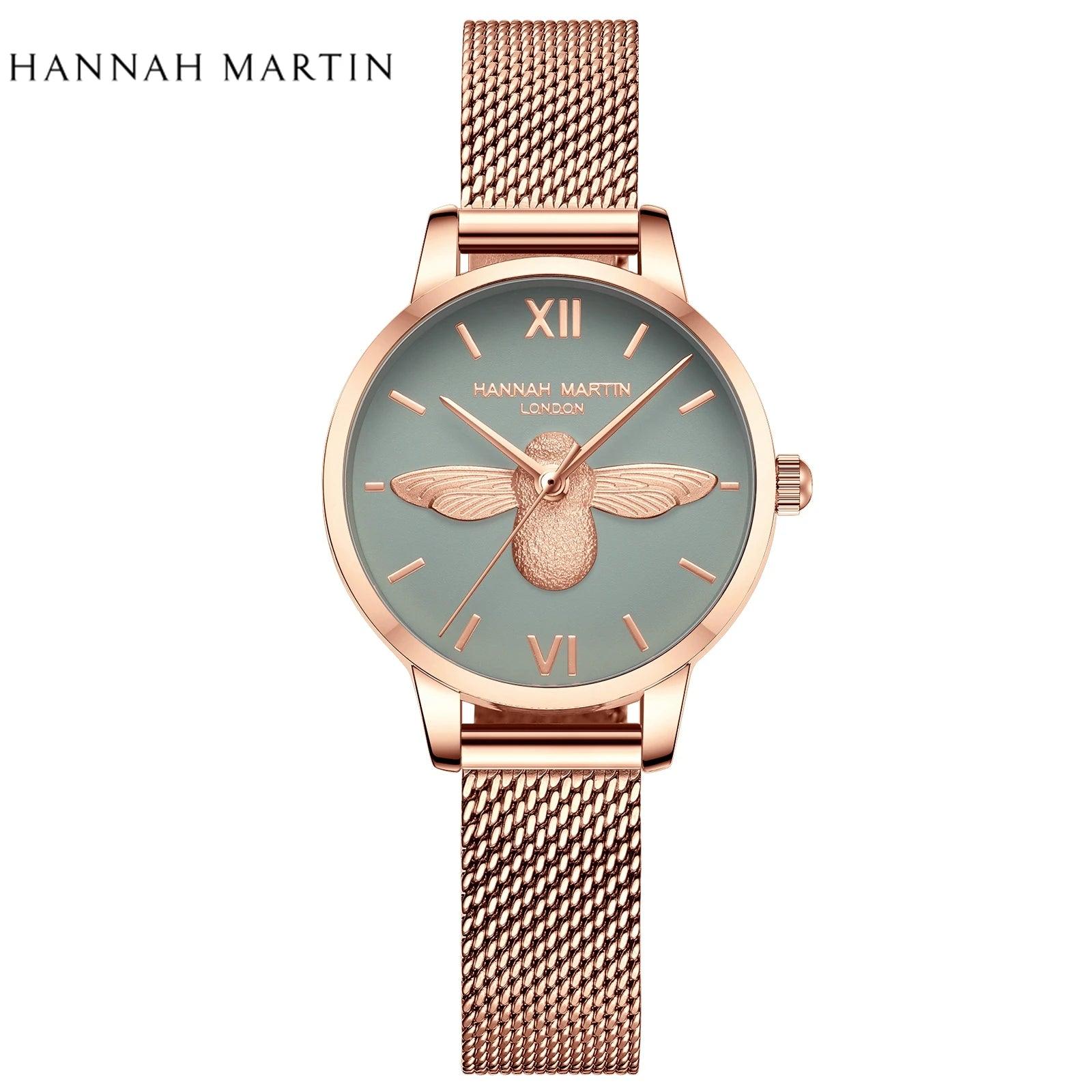 Elegant Luxury 3D Engraved Bee Dial Ladies Watch Rose Gold Plated 31mm Classic Casual Dress Watch with Bracelet Set