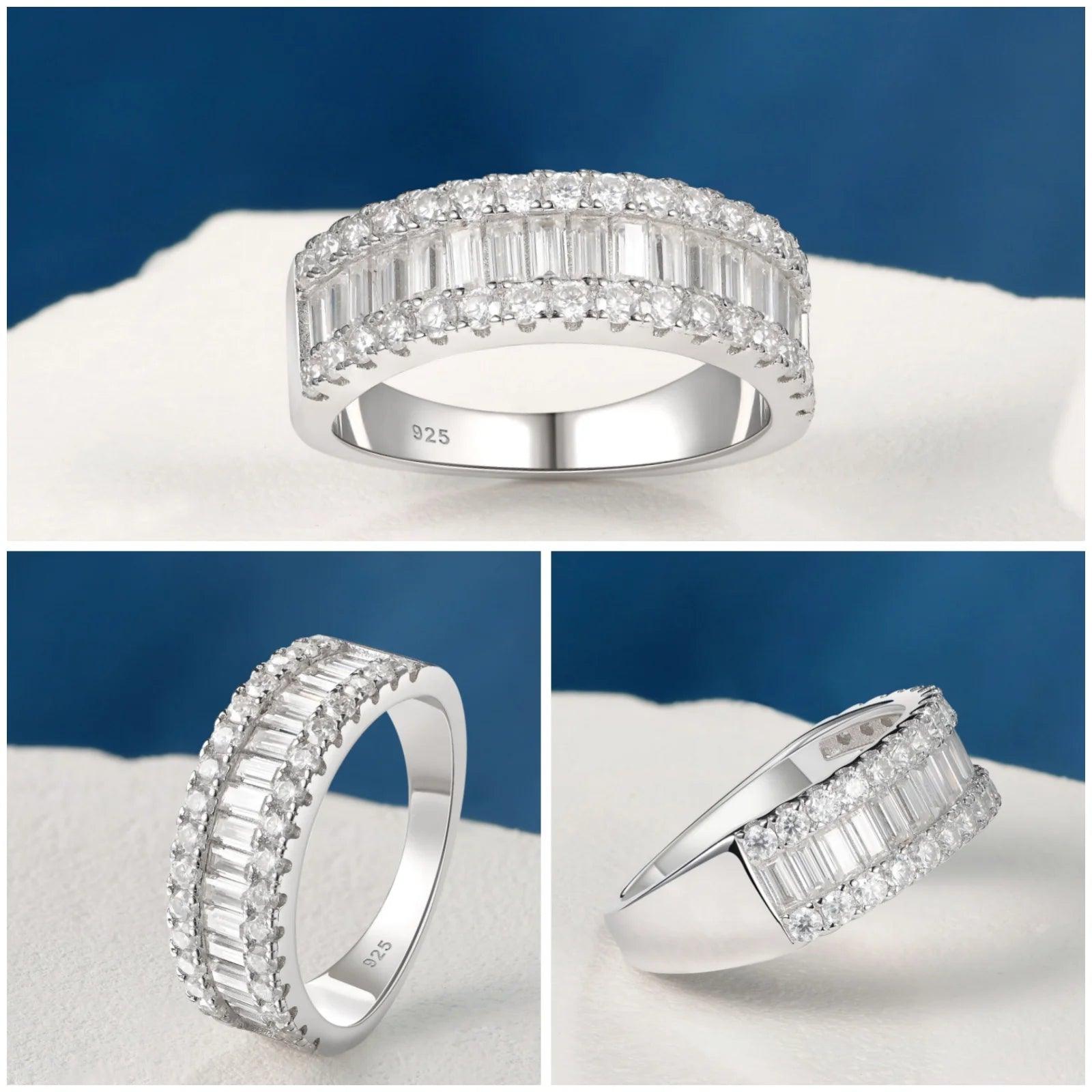 Amazing D Colour Moissanite Diamonds Half Eternit Rings for Women 925 Silver Wedding Engagement Stunning Jewellery