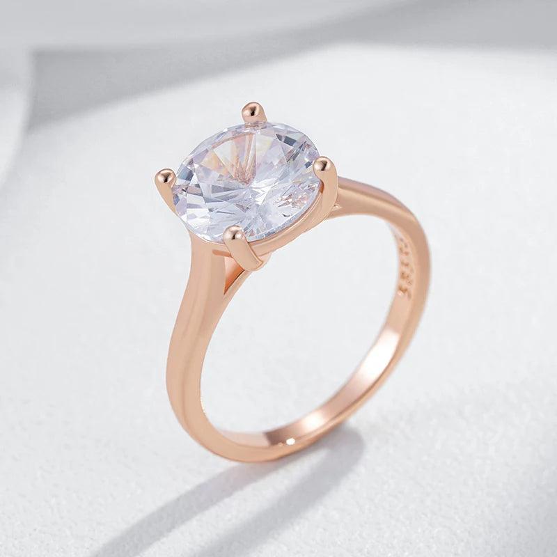 Luxury New Shiny Big AAA Zircon Crystal Rings For Women - Fashion 14K Filled Rose Gold Daily Fine Jewellery