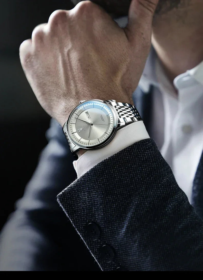 PLAYBOY Casual Simple Automatic Mechanical Men's Watches Original Waterproof Calendar High Quality Watch for Men