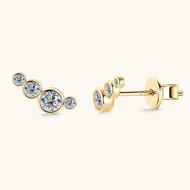 Excellent Single Row Four Bezel  D-Colour VVS1 Moissanite Diamonds Earrings For Women Silver Daily Fine Jewellery - The Jewellery Supermarket