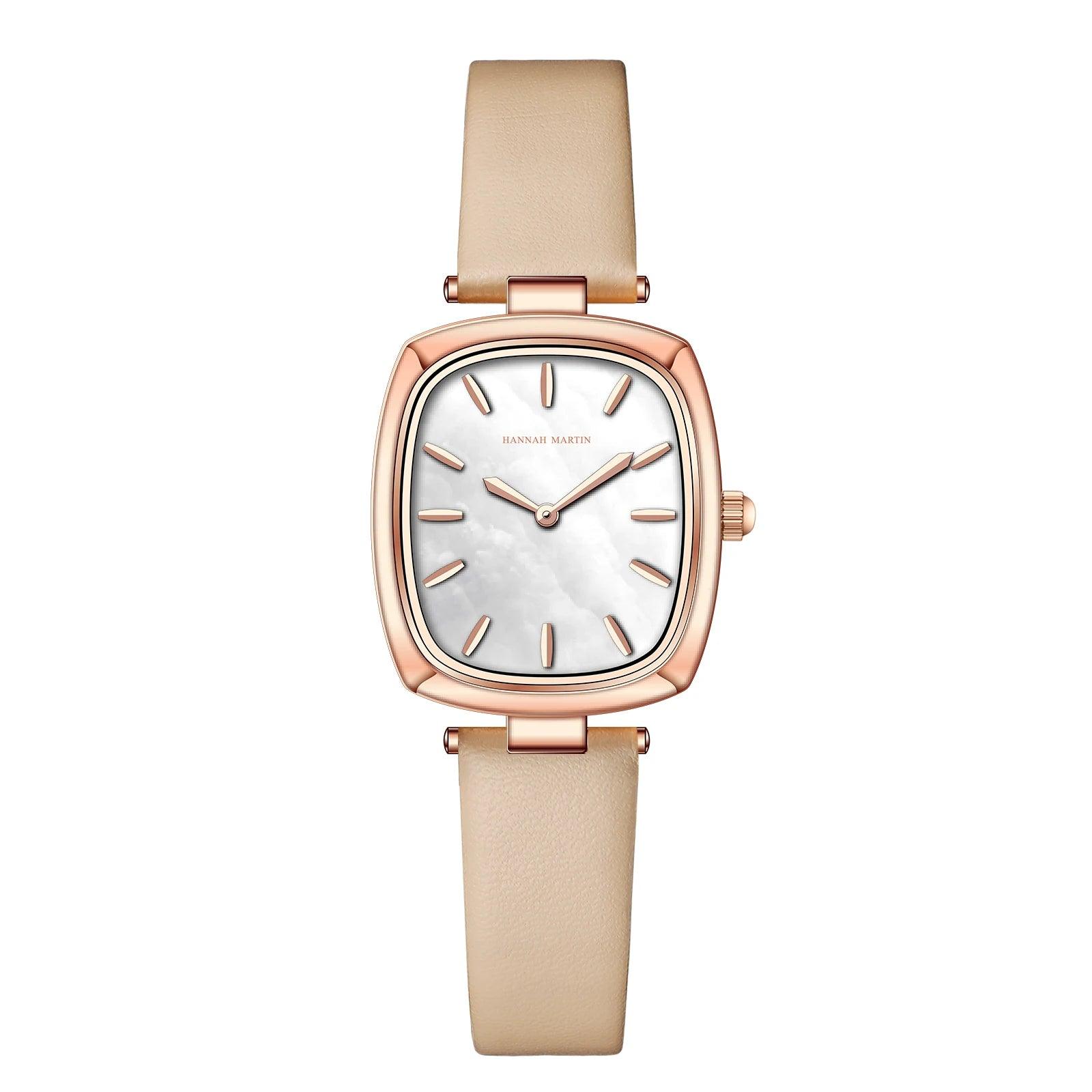 New Elegant Womens Top Brand Watch Original Leather Rose Gold Tone 3Bar Waterproof Fashion Quartz Watches for Women