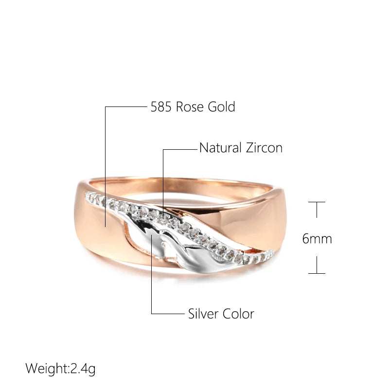 Superb 14K Filled Rose Gold And Silver Two Color AAA Zircon Diamonds Setting Fashion Slim Design Luxury Rings