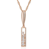 Gorgeous Rolled 14K Rose Gold AAA Zircon Diamonds Pendant And Necklace For Women - High Quality Daily Jewellery