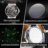 PLAYBOY Luxury Brand Casual Waterproof Quartz Silicone Strap Sports Elegant High-end Wrist Watch for Men