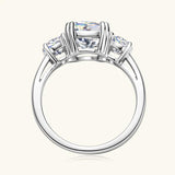 Dazzling 3 Stone 3.5CTTW Cushion & Round Cut Moissanite Diamonds 925 Silver Engagement Wedding Rings For Women