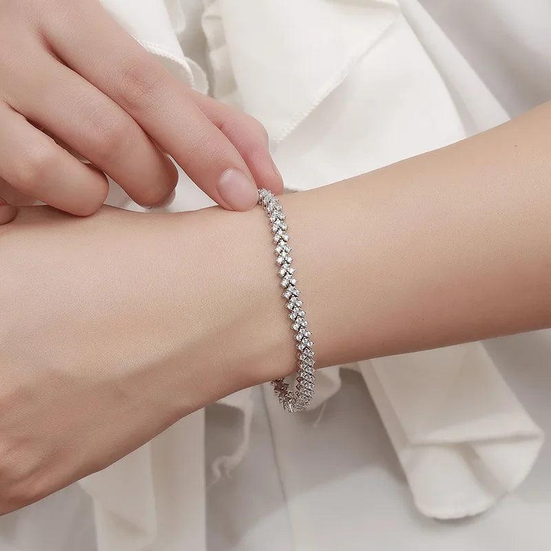 Graceful 18K WGP D Colour VVS1 Real Moissanite Diamonds Tennis Bracelets, Silver Moissanite Diamonds Jewellery - The Jewellery Supermarket