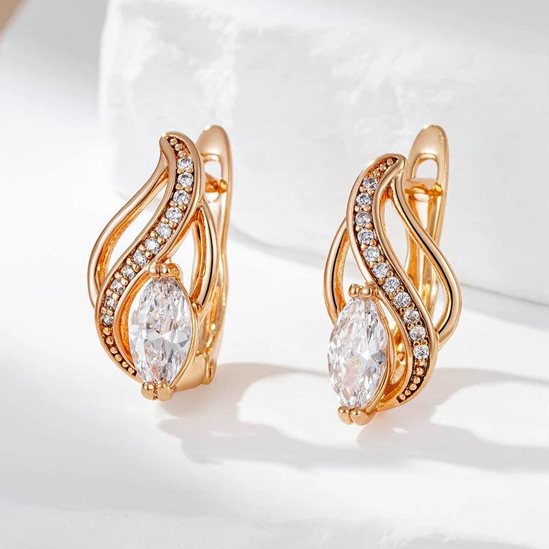 New Luxury Classic 14K Filled Rose Gold AAA Zircon Diamonds Drop Earrings - Ethnic Design Bride Jewellery