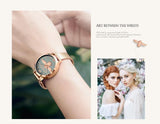 Elegant Luxury 3D Engraved Bee Dial Ladies Watch Rose Gold Plated 31mm Classic Casual Dress Watch with Bracelet Set