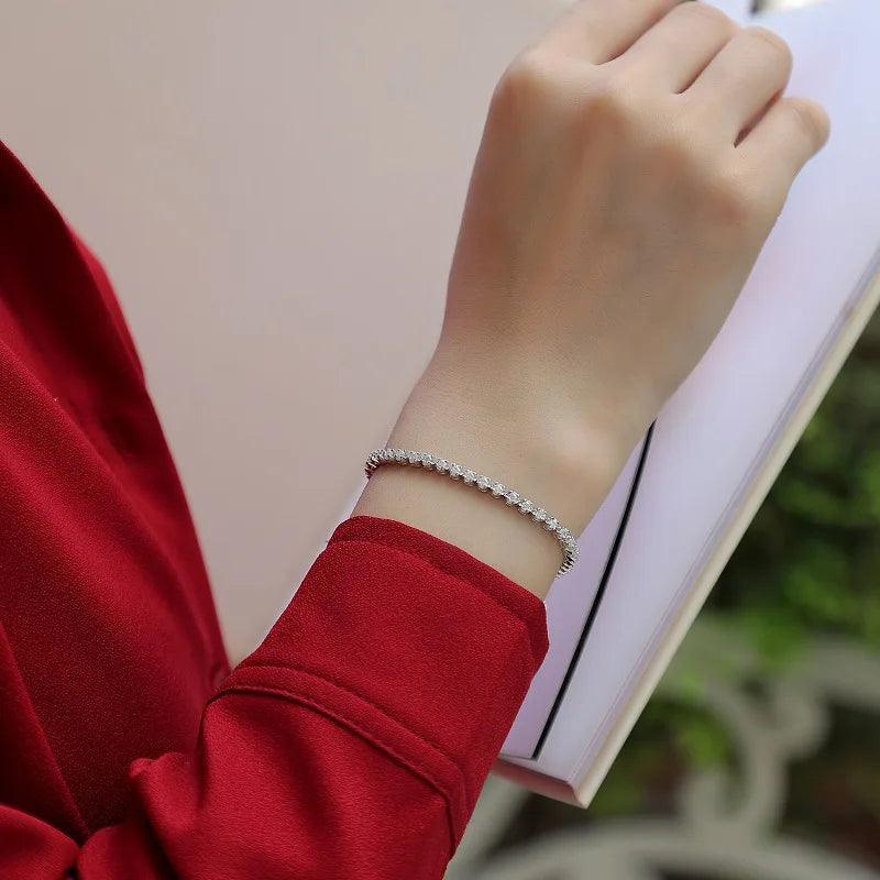 Sparkling Full 0.03ct D Colour Moissanite Diamonds Tennis Bracelet for Women, Fine Jewellery Diamond Link Bracelets - The Jewellery Supermarket