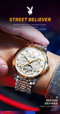 PLAYBOY Luxury Top Brand Fashion Automatic Mechanical Stainless Steel Waterproof Business Men's Watches for Men