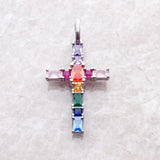 Brand New Pendant Cross with Colourful AAA Cz Crystals 925 Sterling Silver Bohemian Fine Jewellery Gift For Women - The Jewellery Supermarket