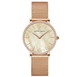 Elegant Luxury Women Watch Quartz Movement Shell Dial Rhinestone Stainless Steel Fashion Waterproof Wristwatches