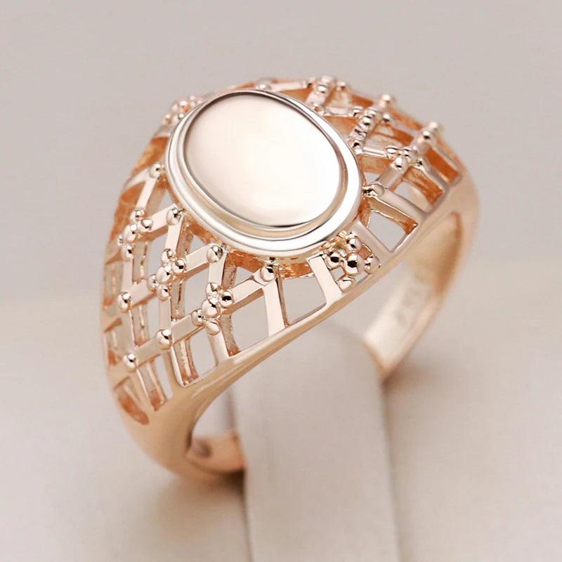 Marvelous Classic Simple Weaving Glossy 14K Filled Rose Gold Big Rings for Women  Ethnic Wedding Jewellery