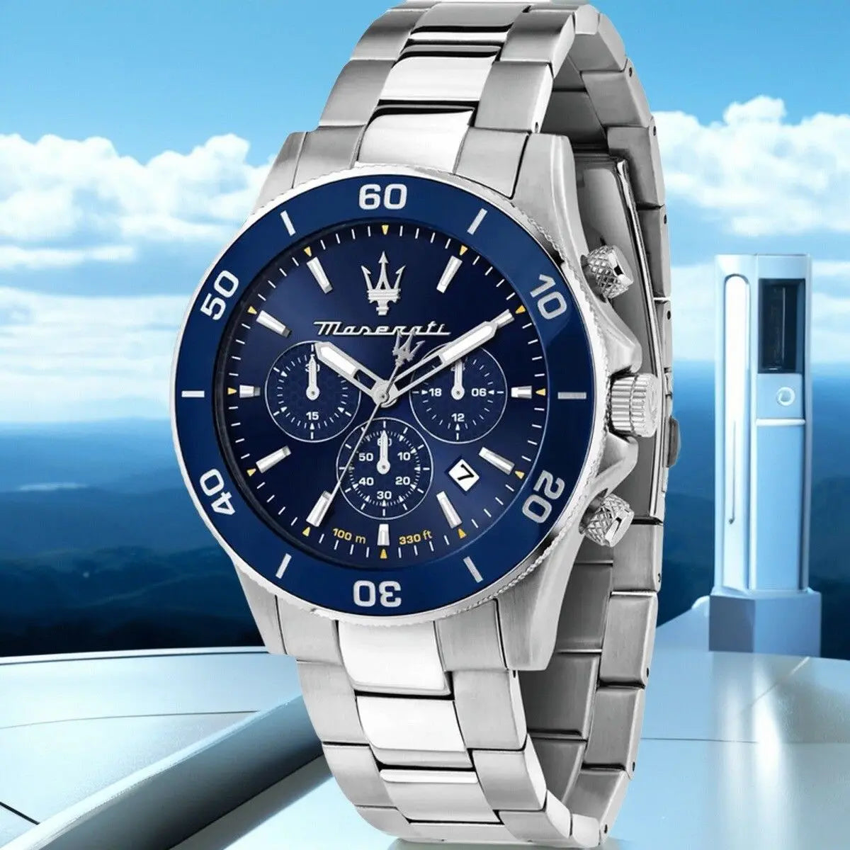 Maserati Original Green Water Ghost Trend Sports Watch Europe and America Style Authentic Quartz Wristwatch