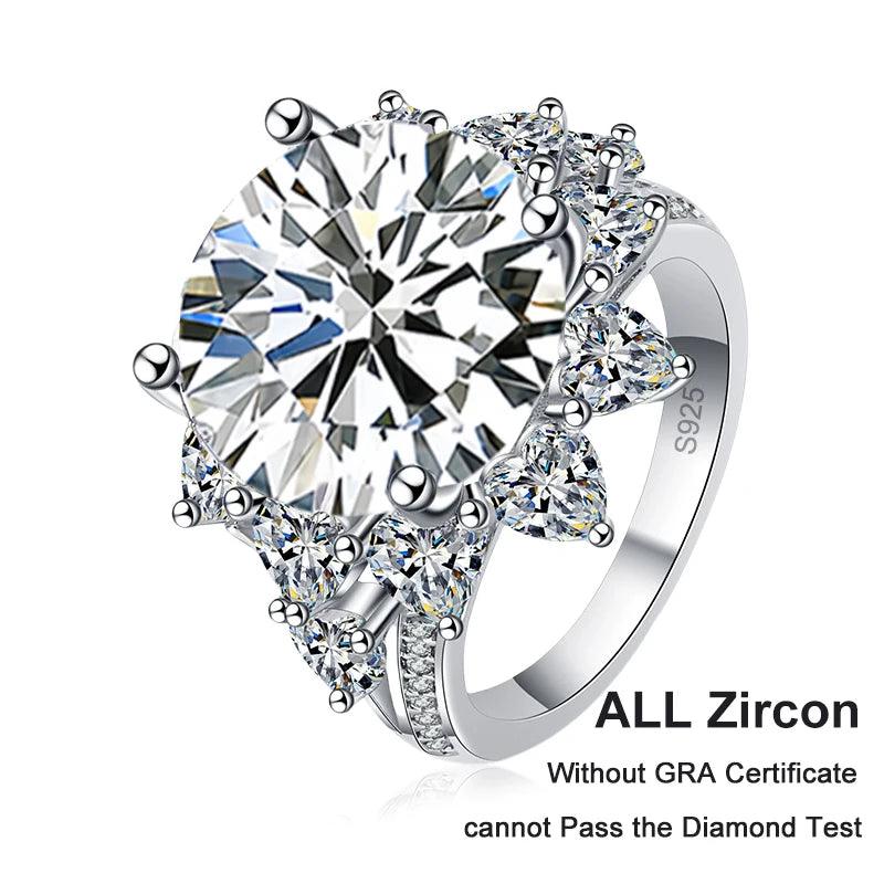 Fabulous D Colour VVS1 10 Carat Moissanite Diamond Rings, Silver Engagement Wedding Jewellery with GRA certificate