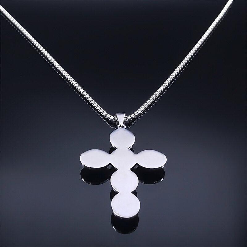 Bohemian Cross Pendant Necklace Stainless Steel Natural Stone Simple Chain Christian Necklaces Gift Jewellery - The Jewellery Supermarket