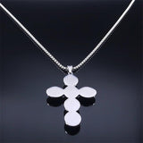 Bohemian Cross Pendant Necklace Stainless Steel Natural Stone Simple Chain Christian Necklaces Gift Jewellery - The Jewellery Supermarket