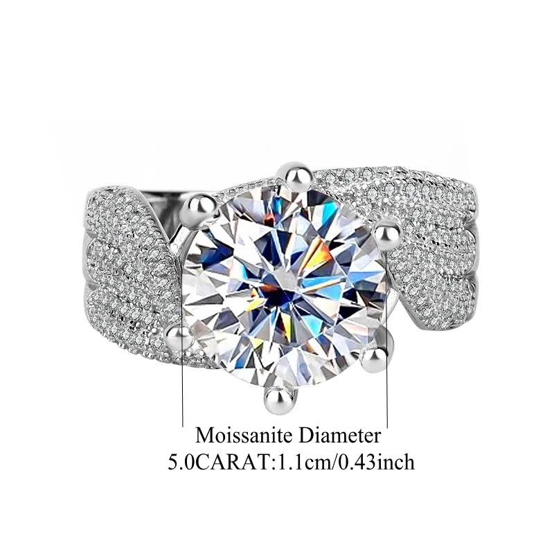 5 Carat Moissanite Eternity Ring - Fashion Trend Temperament Design Light Luxury Niche 925 Sterling Silver Jewellery