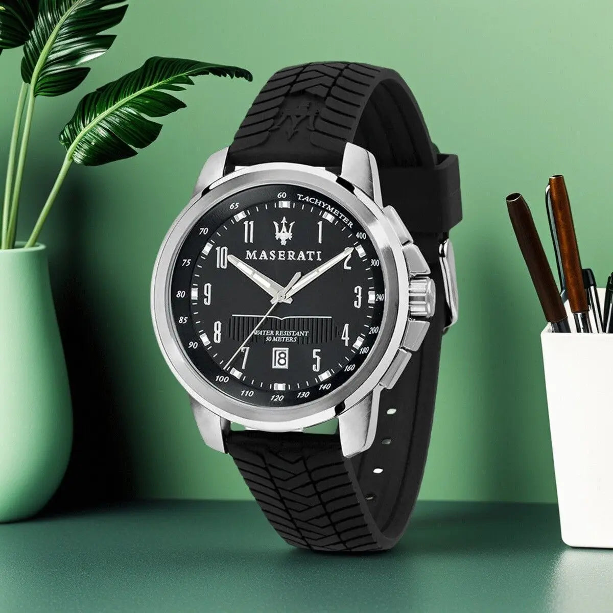 New Maserati Watch Men's Dial Simple Quartz Classic Business Blue Leather Strap Three-eye Timing waterproof  Watch