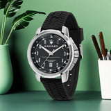 New Maserati Watch Men's Dial Simple Quartz Classic Business Blue Leather Strap Three-eye Timing waterproof  Watch